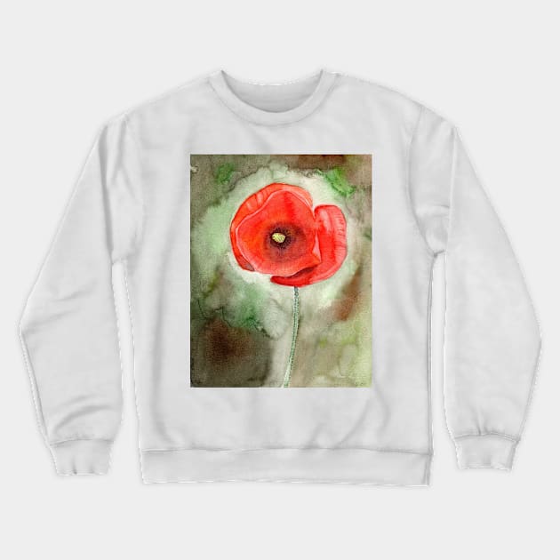 Poppy Fine Art Painting Crewneck Sweatshirt by Sandraartist